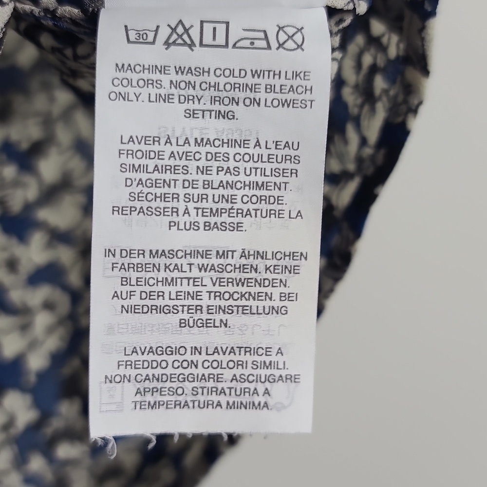 J. CREW Cascade Ruffle Navy and White Floral Blouse With Keyhole Size 0 - Picture 4 of 16